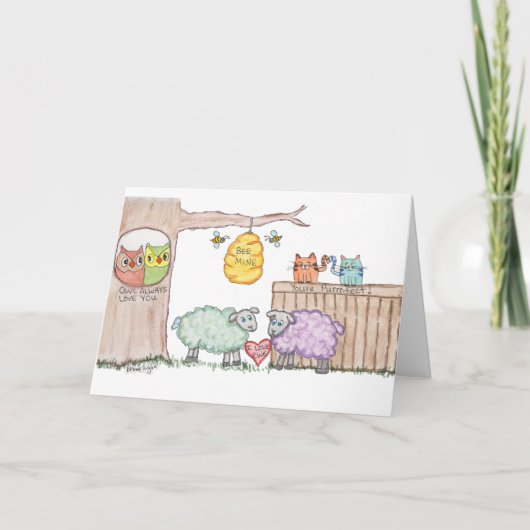 Cartes Pour Fêtes Annuelles Valentine Message from animals (Devant)