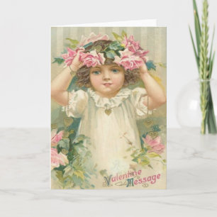 Cartes Pour Fêtes Annuelles Valentine Message Girl Avec Flowers Cartes, Cadeau
