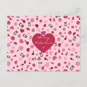 Cartes Pour Fêtes Annuelles Valentine motif avec ours, roses et coeurs