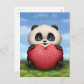 Cartes Pour Fêtes Annuelles Valentine Panda (Devant / Derrière)