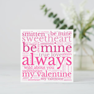 Cartes Pour Fêtes Annuelles Valentine Phrases WordArt Rose Texte Blanc