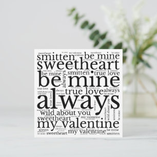 Cartes Pour Fêtes Annuelles Valentine Phrases WordArt Texte noir blanc