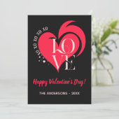 Cartes Pour Fêtes Annuelles Valentine Red Heart Love Card. Custom Text & Name (Debout devant)