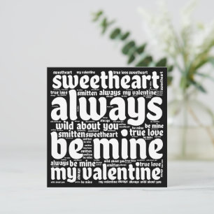 Cartes Pour Fêtes Annuelles Valentine romantique WordArt Blanc Texte noir