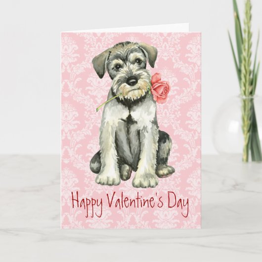 Cartes Pour Fêtes Annuelles Valentine Rose Standard Schnauzer (Devant)