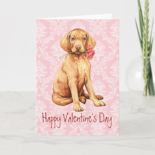 Cartes Pour Fêtes Annuelles Valentine Rose Vizsla (Devant)