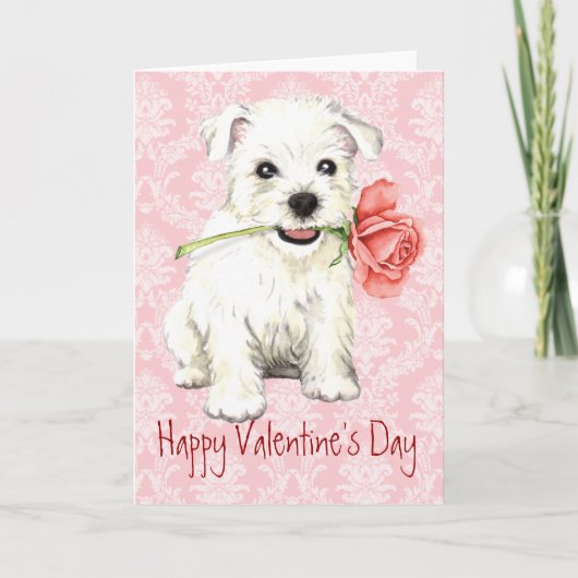 Cartes Pour Fêtes Annuelles Valentine Rose Westie (Devant)