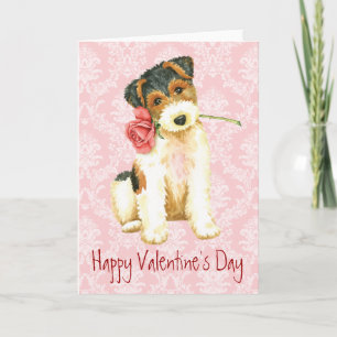 Cartes Pour Fêtes Annuelles Valentine Rose Wire Fox Terrier