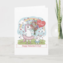 Valentine’s Day Unicorn Bunny Greeting Card