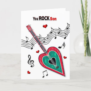 Cartes Pour Fêtes Annuelles Valentine Son Coeur Guitare Musique