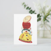 Cartes Pour Fêtes Annuelles Valentine Teapot vintage (Debout devant)