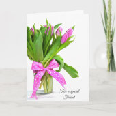 Cartes Pour Fêtes Annuelles Valentine Tulipes roses pour ami (Devant)