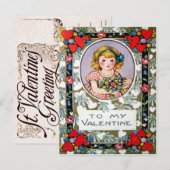 Cartes Pour Fêtes Annuelles Valentine vintage (Devant / Derrière)