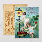 Cartes Pour Fêtes Annuelles Valentine vintage (Devant / Derrière)
