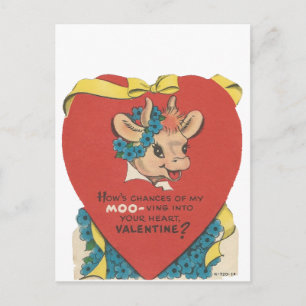 Cartes Pour Fêtes Annuelles Valentine vintage "Cow Moo"