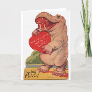 Cartes Pour Fêtes Annuelles Valentine vintage - hippopotame heureux dans