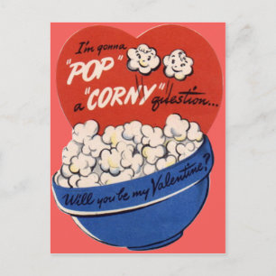 Cartes Pour Fêtes Annuelles Valentine vintage Retro Popcorn