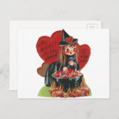Cartes Pour Fêtes Annuelles Valentine vintage "Witch" (Devant / Derrière)
