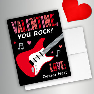 Cartes Pour Fêtes Annuelles Valentine You Rock Guitare Rouge Enfants Saint-Val