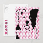 Cartes Pour Fêtes Annuelles Valentines - Bordure Collie Silhouette (Devant / Derrière)