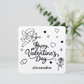 Cartes Pour Fêtes Annuelles Valentines Cherub & Romantic Doodle Personalized (Debout devant)