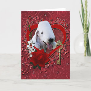 Cartes Pour Fêtes Annuelles Valentines - clé à mon coeur - Bedlington Terrier