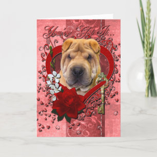 Cartes Pour Fêtes Annuelles Valentines - clé à mon coeur - Shar Pei