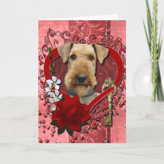 Cartes Pour Fêtes Annuelles Valentines - Clé de mon coeur - Airedale (Devant)