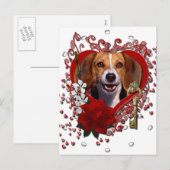 Cartes Pour Fêtes Annuelles Valentines - Clé de mon coeur - Beagle (Devant / Derrière)