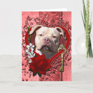 Cartes Pour Fêtes Annuelles Valentines - Clé de mon coeur - Pitbull Jersey Gir