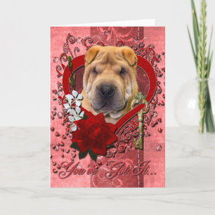 Cartes Pour Fêtes Annuelles Valentines - Clé de mon coeur - Shar Pei