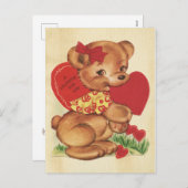 Cartes Pour Fêtes Annuelles Valentine's Day Bear (Devant / Derrière)