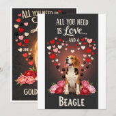 Cartes Pour Fêtes Annuelles Valentine's Day Cute beagle Photo Cuddle  (Devant / Derrière)