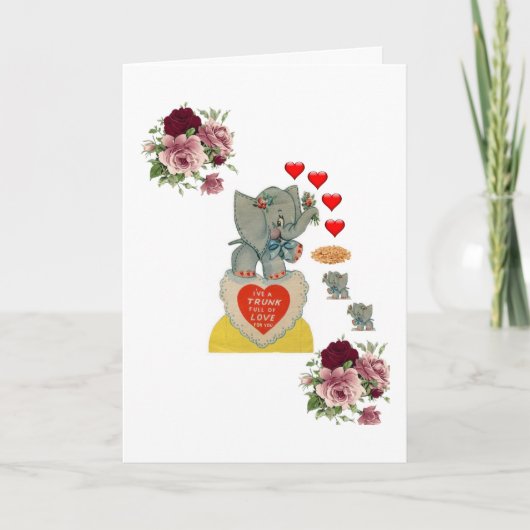 Cartes Pour Fêtes Annuelles Valentine's Day Greeting Card Elephant (Devant)