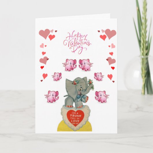 Cartes Pour Fêtes Annuelles Valentine's Day Greeting Card Elephant (Devant)