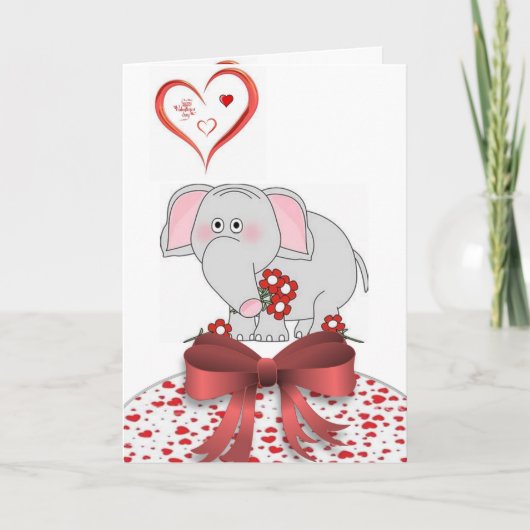 Cartes Pour Fêtes Annuelles Valentine's Day Greeting Card Elephant (Devant)