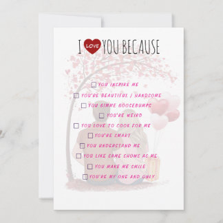 Cartes Pour Fêtes Annuelles Valentine's Day Greeting Card - I Love You Because