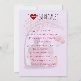 Cartes Pour Fêtes Annuelles Valentine's Day Greeting Card - I Love You Because