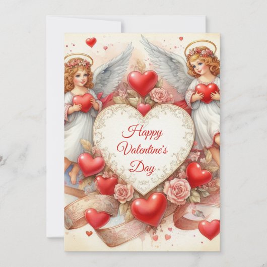 Cartes Pour Fêtes Annuelles Valentine's Day Love Cherub Angels  (Devant)