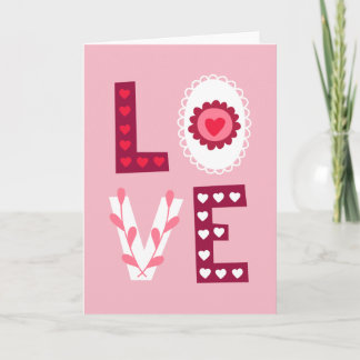 Cartes Pour Fêtes Annuelles Valentine's Day Love Stencil Mini Hearts and Lace