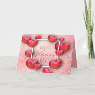 Cartes Pour Fêtes Annuelles Valentine's Day Red Hearts Parties scintillant Car