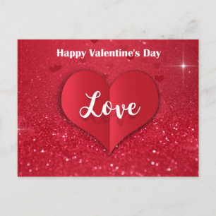 Cartes Pour Fêtes Annuelles Valentine's Day Red Paper Heart Parties scintillan