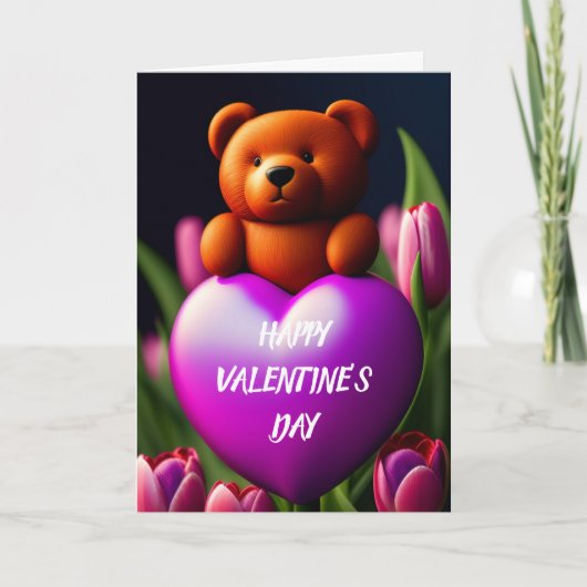 Cartes Pour Fêtes Annuelles Valentine's Day Teddy Bear Folded Holiday Card (Devant)