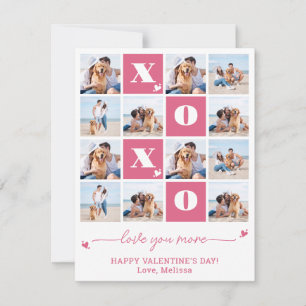 Cartes Pour Fêtes Annuelles Valentines Day XOXO Modern Pink 12 Photo Collage