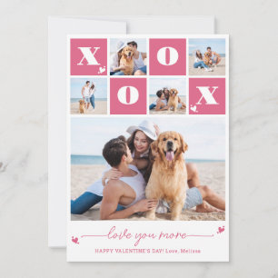 Cartes Pour Fêtes Annuelles Valentines Day XOXO Modern Pink 5 Photo Collage