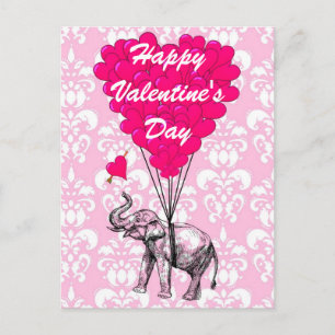 Cartes Pour Fêtes Annuelles Valentines de coeur d'amour d'éléphant d'amusement
