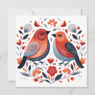 Cartes Pour Fêtes Annuelles Valentines des Inséparables scandinaves