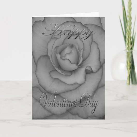 Cartes Pour Fêtes Annuelles Valentines Fleur noir et blanc (Devant)