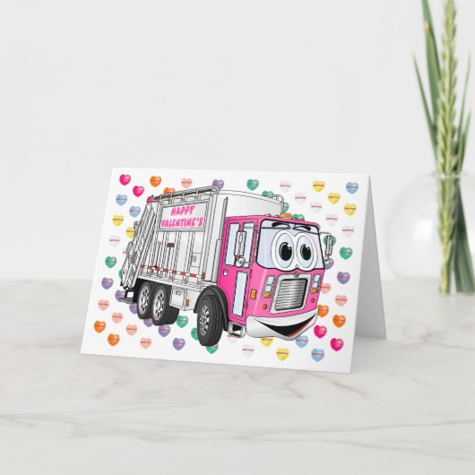 Cartes Pour Fêtes Annuelles Valentine's Garbage Truck 3D (Devant)