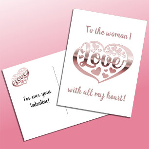 Cartes Pour Fêtes Annuelles Valentines jour amour coeur métallique rose or bla